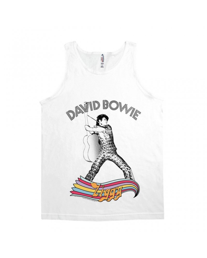 David Bowie Unisex Tank Top | Ziggy Live Promotion Shirt $12.23 Shirts