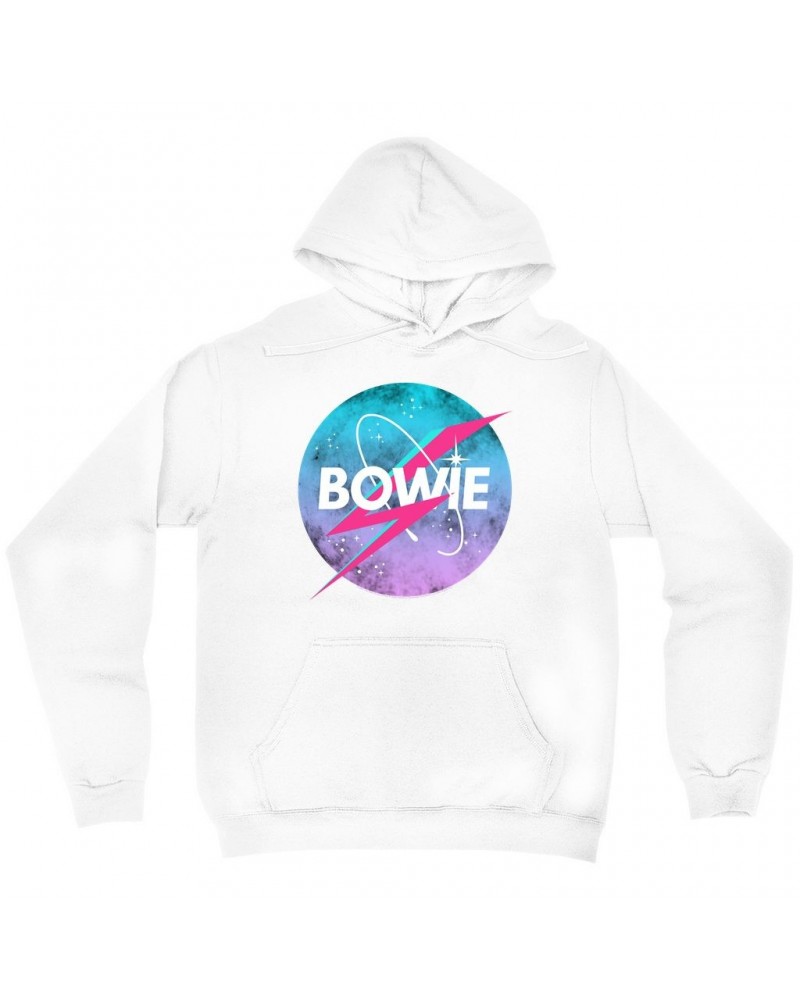 David Bowie Hoodie | Pastel Bowie NASA Inspired Logo Hoodie $15.98 Sweatshirts