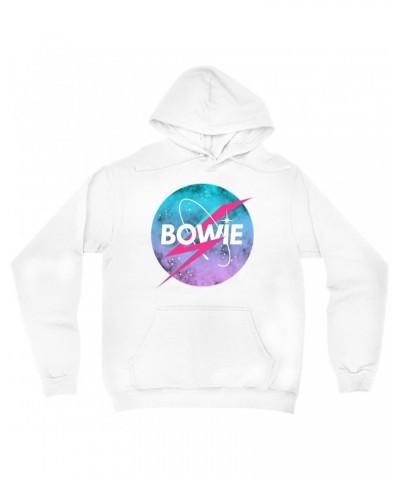 David Bowie Hoodie | Pastel Bowie NASA Inspired Logo Hoodie $15.98 Sweatshirts