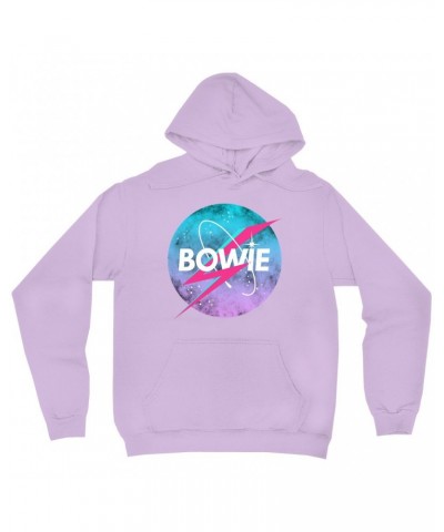 David Bowie Hoodie | Pastel Bowie NASA Inspired Logo Hoodie $15.98 Sweatshirts