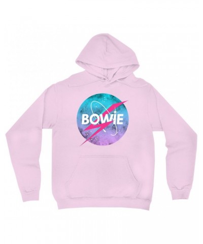 David Bowie Hoodie | Pastel Bowie NASA Inspired Logo Hoodie $15.98 Sweatshirts