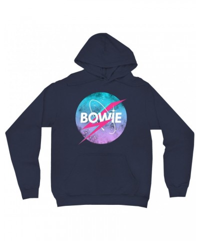 David Bowie Hoodie | Pastel Bowie NASA Inspired Logo Hoodie $15.98 Sweatshirts