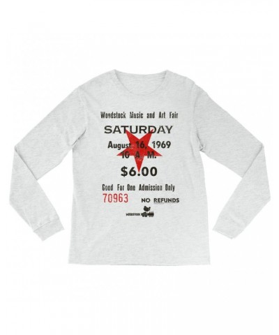 Woodstock Long Sleeve Shirt | Music And Art Fair Ticket Stub Design Shirt $14.08 Shirts