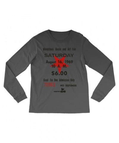 Woodstock Long Sleeve Shirt | Music And Art Fair Ticket Stub Design Shirt $14.08 Shirts