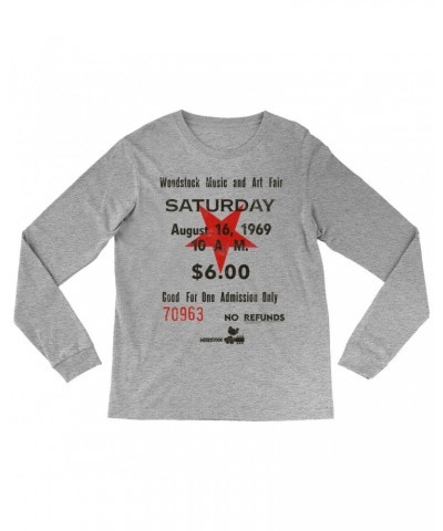 Woodstock Long Sleeve Shirt | Music And Art Fair Ticket Stub Design Shirt $14.08 Shirts