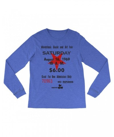 Woodstock Long Sleeve Shirt | Music And Art Fair Ticket Stub Design Shirt $14.08 Shirts