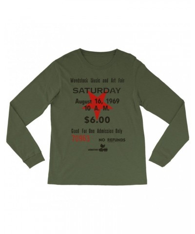 Woodstock Long Sleeve Shirt | Music And Art Fair Ticket Stub Design Shirt $14.08 Shirts