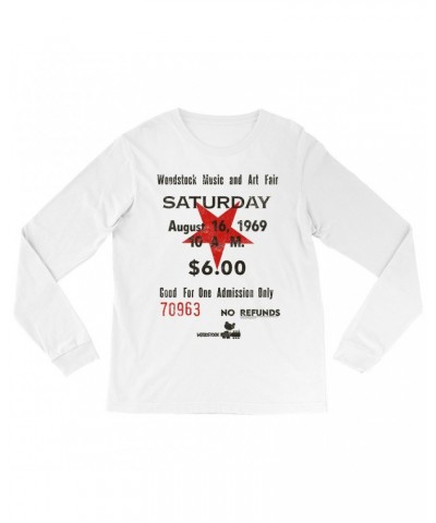 Woodstock Long Sleeve Shirt | Music And Art Fair Ticket Stub Design Shirt $14.08 Shirts