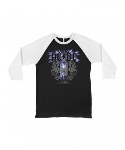 AC/DC 3/4 Sleeve Baseball Tee | Plug Me In Design Shirt $10.48 Shirts