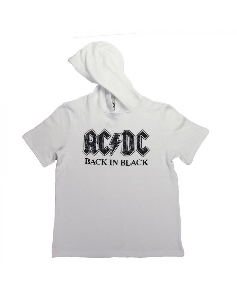 AC/DC Back In Black In White Short Sleeve Hoodie $7.00 Sweatshirts