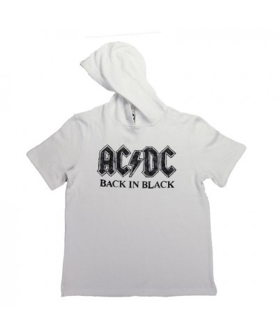 AC/DC Back In Black In White Short Sleeve Hoodie $7.00 Sweatshirts