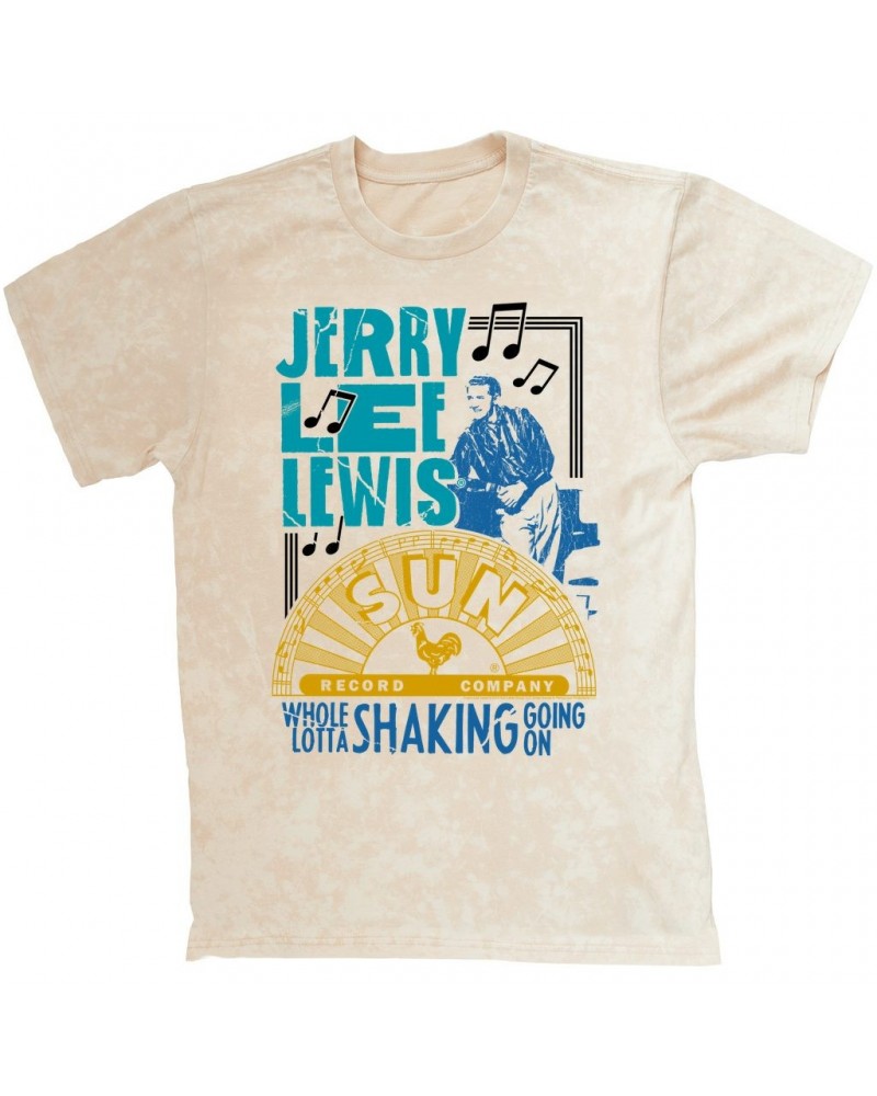 Jerry Lee Lewis Sun Records T-shirt | Whole Lotta Shaking Going On Design Sun Records Mineral Wash Shirt $9.58 Shirts