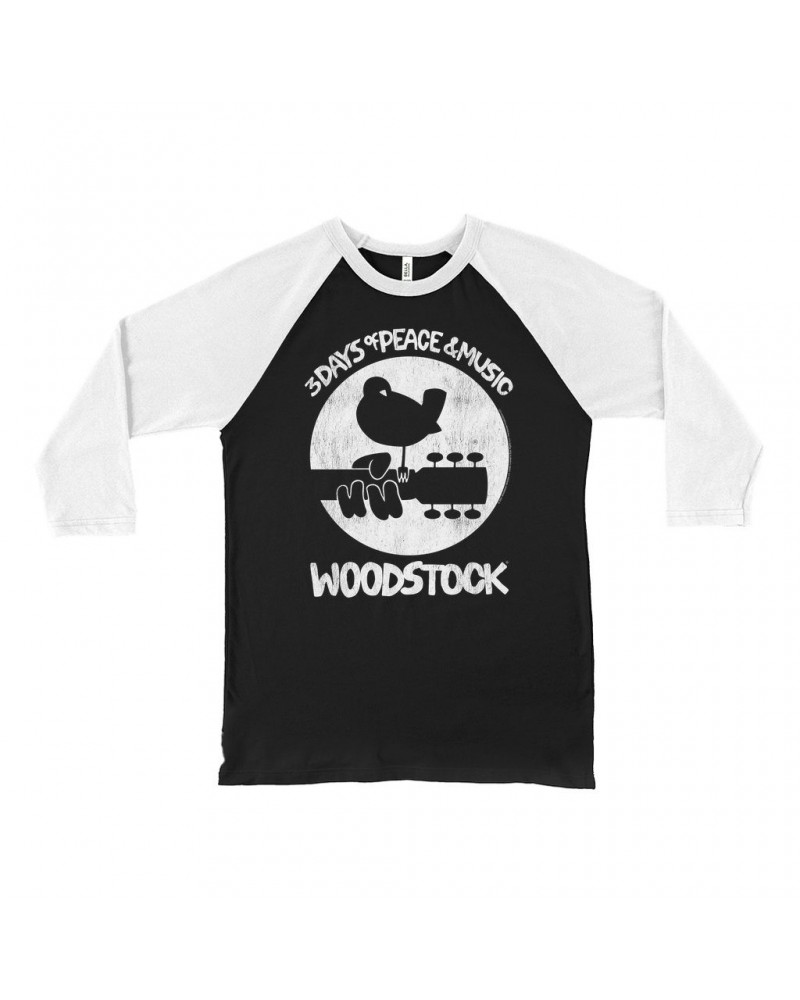 Woodstock 3/4 Sleeve Baseball Tee | Bird And Guitar All In White Shirt $11.38 Shirts