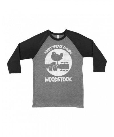 Woodstock 3/4 Sleeve Baseball Tee | Bird And Guitar All In White Shirt $11.38 Shirts