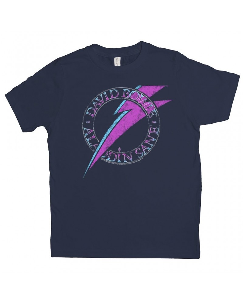 David Bowie Kids T-Shirt | Aladdin Sane Logo Distressed Kids Shirt $10.79 Kids