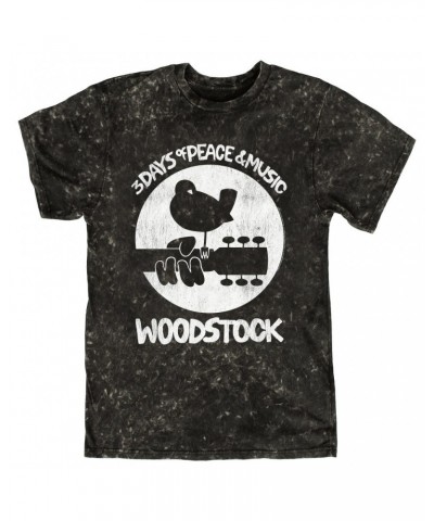 Woodstock T-shirt | Bird And Guitar All In White Mineral Wash Shirt $10.48 Shirts