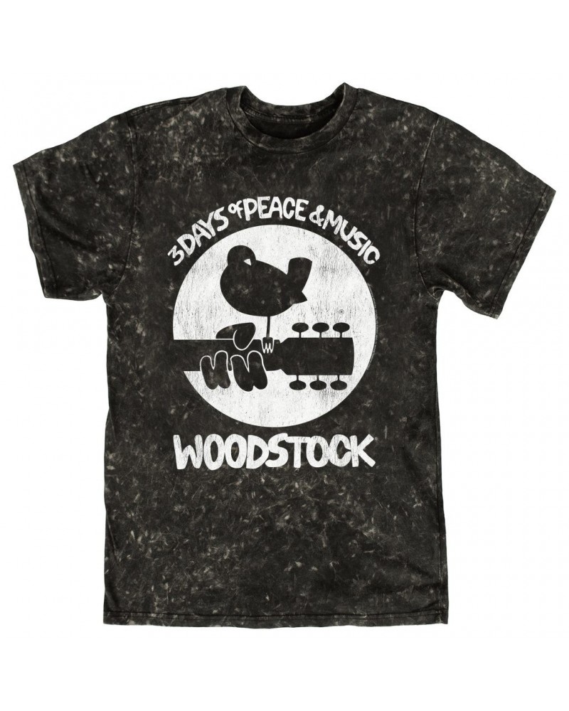 Woodstock T-shirt | Bird And Guitar All In White Mineral Wash Shirt $10.48 Shirts