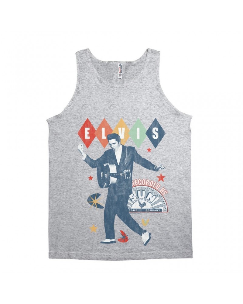 Elvis Presley Sun Records Unisex Tank Top | Rainbow Ombre Recorded By Sun Sun Records Shirt $7.49 Shirts