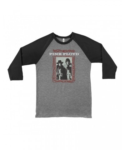 Pink Floyd 3/4 Sleeve Baseball Tee | Point Me To The Sky Framed Album Art Distressed Shirt $10.48 Shirts