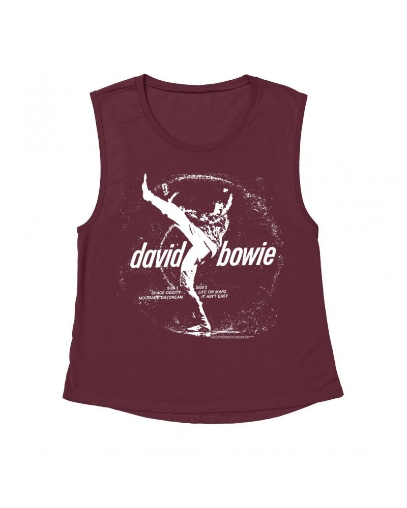 David Bowie Ladies' Muscle Tank Top | Space Oddity Record Label Shirt $16.15 Shirts