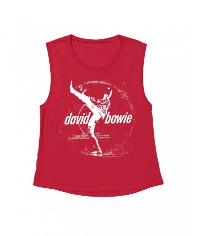 David Bowie Ladies' Muscle Tank Top | Space Oddity Record Label Shirt $16.15 Shirts