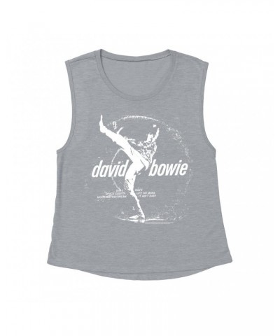 David Bowie Ladies' Muscle Tank Top | Space Oddity Record Label Shirt $16.15 Shirts