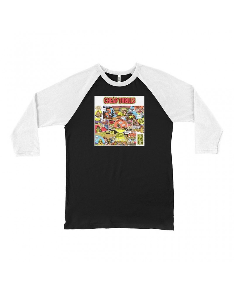 Big Brother & The Holding Company 3/4 Sleeve Baseball Tee | Cheap Thrills Album Design Shirt $9.58 Shirts