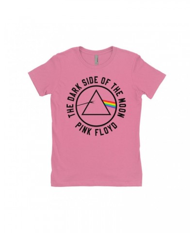 Pink Floyd Ladies' Boyfriend T-Shirt | Dark Side Of The Moon Sticker Image Shirt $8.73 Shirts