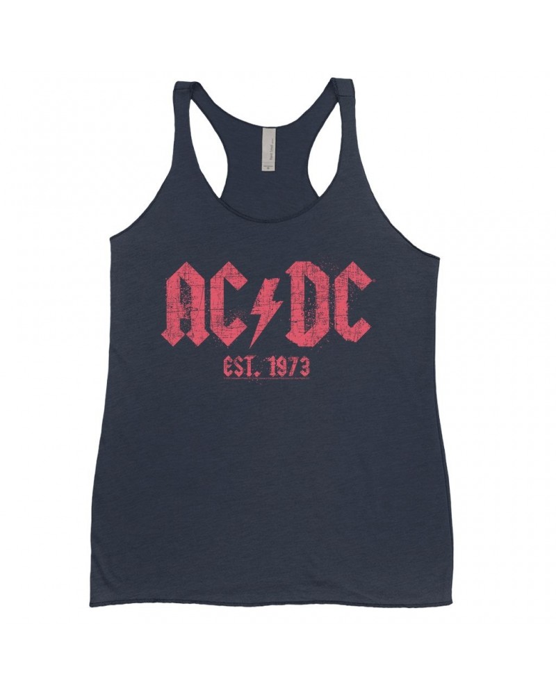 AC/DC Ladies' Tank Top | Est. 1973 Red Design Distressed Shirt $13.03 Shirts