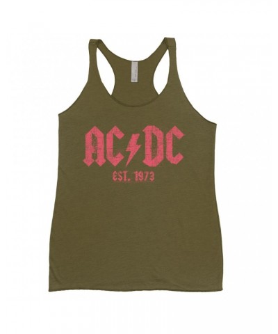 AC/DC Ladies' Tank Top | Est. 1973 Red Design Distressed Shirt $13.03 Shirts