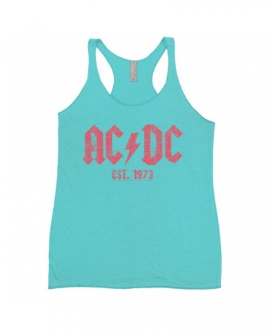 AC/DC Ladies' Tank Top | Est. 1973 Red Design Distressed Shirt $13.03 Shirts