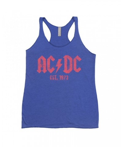 AC/DC Ladies' Tank Top | Est. 1973 Red Design Distressed Shirt $13.03 Shirts