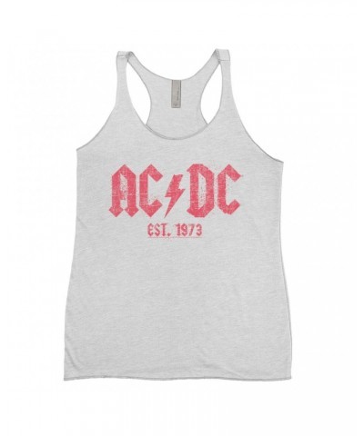 AC/DC Ladies' Tank Top | Est. 1973 Red Design Distressed Shirt $13.03 Shirts